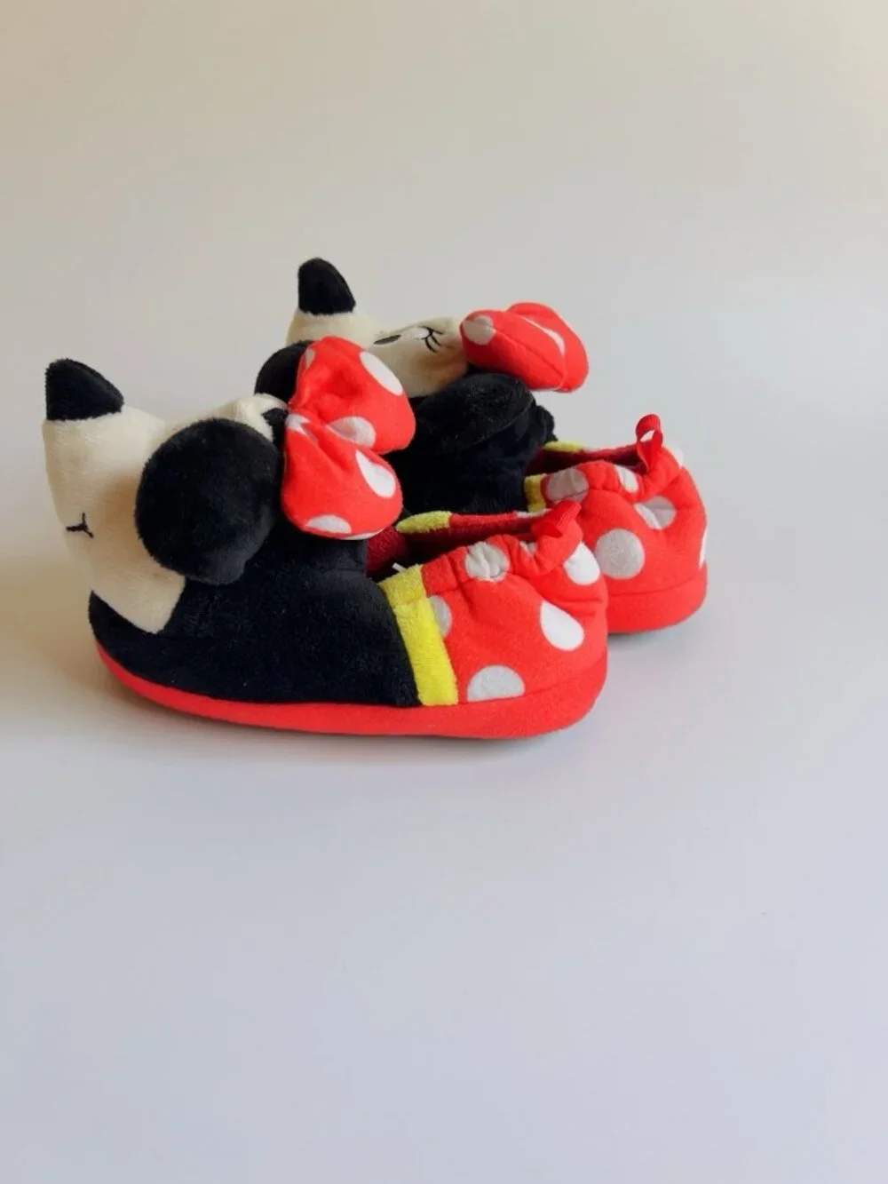 Disney Minnie Mouse Plush Slippers Red Polka Dot Toddler Size 7/8